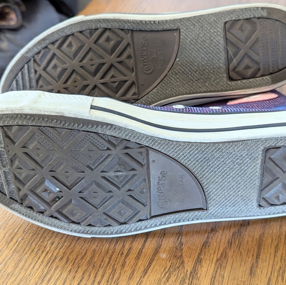 Juniors Converse All Star Purple Pink Metallic High Top Sneakers - Picture 4 of 7